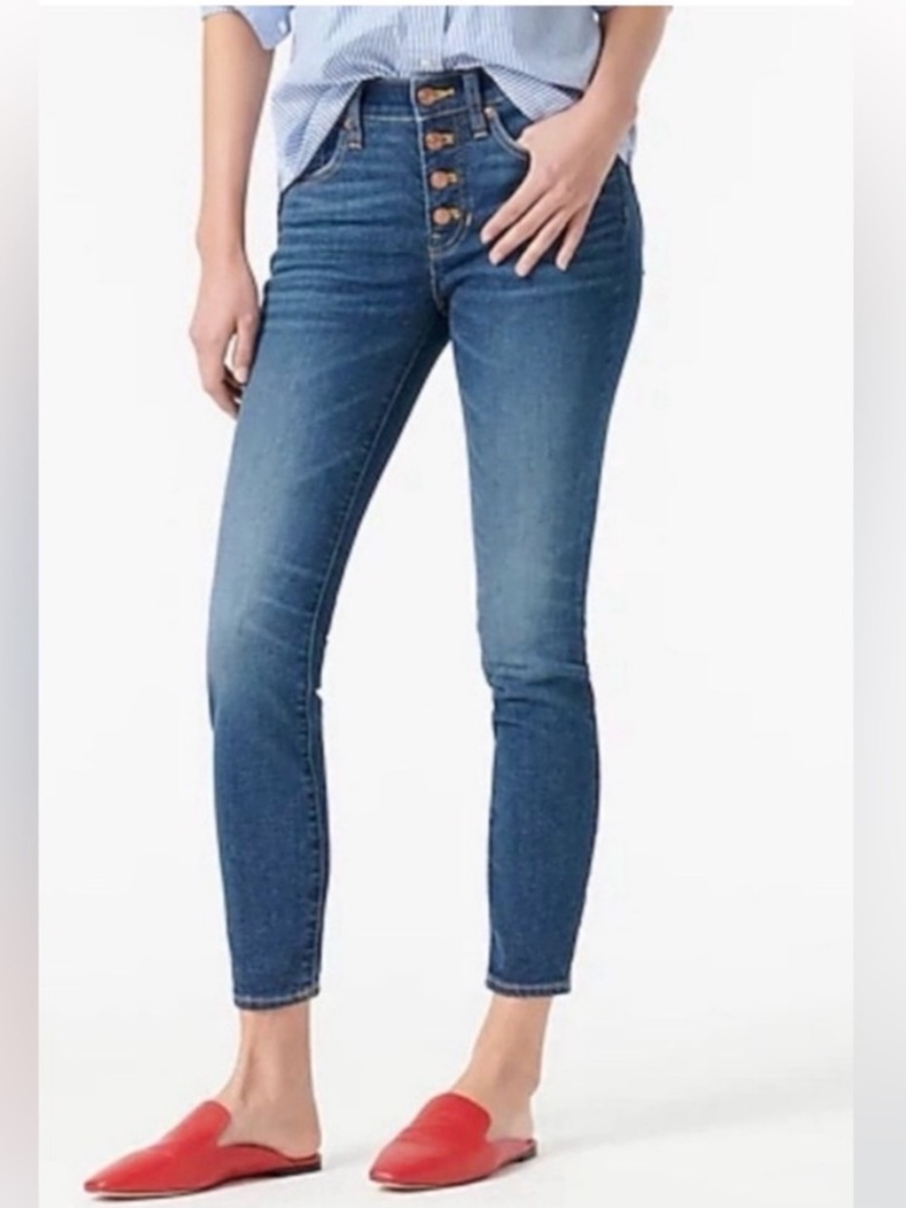 J. Crew Jeans Dark Blue Wash High Rise Skinny with Button Fly Women’s 29